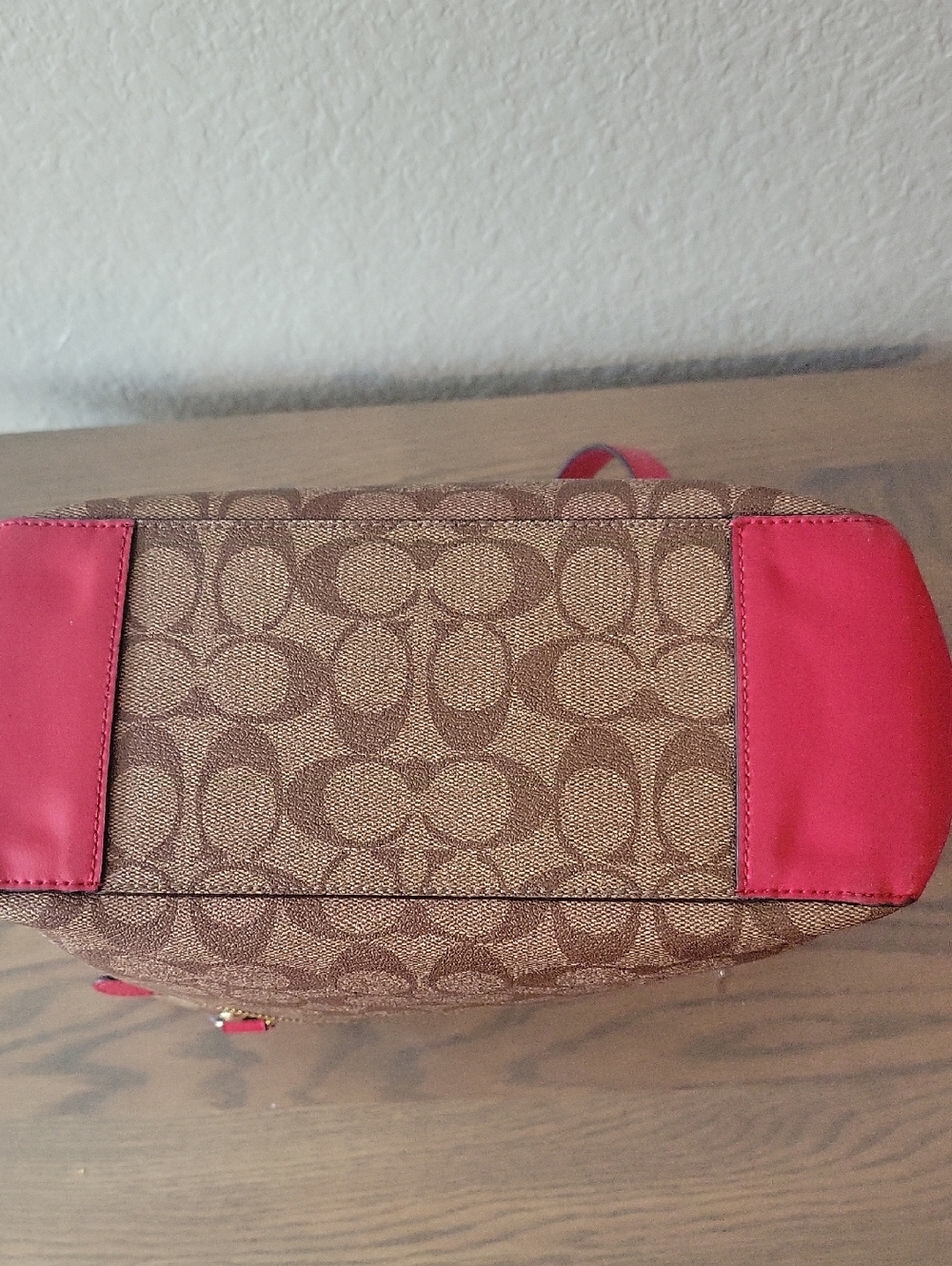 Coach Signature Canvas Tote with Pink Trim - Picture 7 of 9